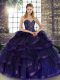 Inexpensive Sweetheart Sleeveless Lace Up 15th Birthday Dress Purple Tulle