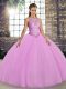 Enchanting Lilac Scoop Neckline Embroidery Sweet 16 Quinceanera Dress Sleeveless Lace Up