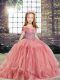 Perfect Ball Gowns Child Pageant Dress Watermelon Red Straps Tulle Sleeveless Floor Length Lace Up