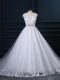 White Sleeveless Beading and Lace Zipper Wedding Dresses