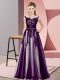 Floor Length Dark Purple Damas Dress Scoop Sleeveless Zipper