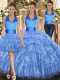 Sleeveless Lace Up Floor Length Ruffles and Pick Ups Quinceanera Gowns
