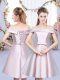 New Arrival Floor Length Baby Pink Bridesmaids Dress Satin Sleeveless Bowknot