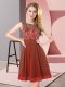 Colorful Rust Red Empire Chiffon Scoop Sleeveless Beading and Appliques Mini Length Backless Wedding Party Dress