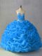 Hot Selling Floor Length Blue Quinceanera Gown Sweetheart Sleeveless Lace Up