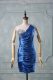 Blue Sleeveless Taffeta Zipper Womens Evening Dresses for Prom and Party