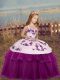 Fuchsia Side Zipper Little Girl Pageant Gowns Embroidery Sleeveless Floor Length