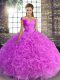 Ball Gowns Sweet 16 Dresses Lilac Off The Shoulder Fabric With Rolling Flowers Sleeveless Floor Length Lace Up