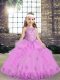 Lilac Scoop Lace Up Lace and Appliques Little Girls Pageant Dress Wholesale Sleeveless