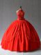 Lovely Red Halter Top Lace Up Appliques Sweet 16 Quinceanera Dress Sleeveless