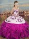Stylish Sweetheart Sleeveless Lace Up 15th Birthday Dress Fuchsia Organza