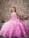 Lilac Lace Up Straps Beading and Ruffled Layers Little Girls Pageant Gowns Organza Sleeveless Brush Train