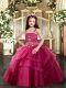 Most Popular Red Lace Up Pageant Dress for Womens Beading Sleeveless Floor Length