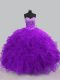 Decent Purple Ball Gowns Beading and Ruffles Quinceanera Gown Lace Up Tulle Sleeveless Floor Length