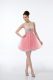 High Class Baby Pink Sleeveless Lace and Appliques Mini Length Prom Party Dress