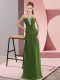 Luxury Olive Green Zipper Dress for Prom Beading Sleeveless Floor Length