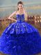 Sweetheart Sleeveless Brush Train Lace Up 15 Quinceanera Dress Royal Blue Organza