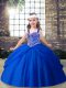 Royal Blue Sleeveless Tulle Lace Up Kids Pageant Dress for Party and Sweet 16 and Wedding Party