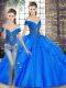 High End Sleeveless Beading and Ruffles Lace Up 15 Quinceanera Dress