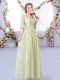 Graceful Yellow Green Wedding Party Dress Wedding Party with Lace and Belt Scoop Half Sleeves Side Zipper