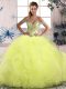 On Sale Off The Shoulder Sleeveless Side Zipper Sweet 16 Quinceanera Dress Yellow Green Tulle