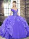 Off The Shoulder Sleeveless Organza Quinceanera Dress Beading and Ruffles Lace Up