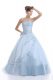 Floor Length Lace Up 15 Quinceanera Dress Light Blue for Sweet 16 and Quinceanera with Embroidery