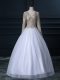 Comfortable White Zipper Bridal Gown Lace Long Sleeves Floor Length