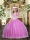 Floor Length Lilac Kids Formal Wear Tulle Sleeveless Appliques