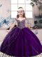 Eggplant Purple Ball Gowns Straps Sleeveless Tulle Floor Length Lace Up Beading Pageant Dress Womens