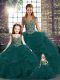 Best Beading and Ruffles Quinceanera Gown Peacock Green Lace Up Sleeveless Floor Length