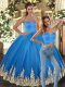Exceptional Baby Blue 15 Quinceanera Dress Sweet 16 and Quinceanera with Embroidery Sweetheart Sleeveless Lace Up