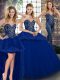 Affordable Floor Length Lace Up Quinceanera Gowns Royal Blue for Military Ball and Sweet 16 and Quinceanera with Beading and Appliques