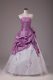 Embroidery and Pick Ups Sweet 16 Quinceanera Dress White And Purple Lace Up Sleeveless Floor Length