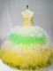 Shining Multi-color Ball Gowns Scoop Sleeveless Tulle Floor Length Zipper Beading and Ruffles Quinceanera Gown