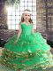 Trendy Asymmetrical Apple Green Little Girls Pageant Dress Wholesale Tulle Sleeveless Beading and Ruffles