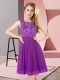 Scoop Sleeveless Dama Dress Mini Length Beading and Appliques Purple Chiffon
