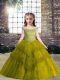 Classical Off The Shoulder Sleeveless Lace Up Pageant Dress for Teens Olive Green Tulle