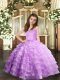 Lavender Organza Lace Up Girls Pageant Dresses Sleeveless Floor Length Ruffled Layers
