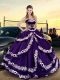 Embroidery and Ruffled Layers Quinceanera Gowns Purple Lace Up Sleeveless