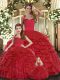 Nice Red Lace Up Sweet 16 Dresses Ruffles Sleeveless Floor Length