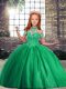 Green Sleeveless Beading Floor Length Pageant Dress for Teens