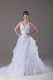 Spectacular White A-line Beading and Ruffles Wedding Gown Lace Up Organza Sleeveless
