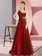 Vintage Wine Red Sleeveless Beading Criss Cross Prom Dress