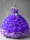 Organza One Shoulder Sleeveless Lace Up Pick Ups and Hand Made Flower Quinceanera Gown in Purple