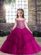 Fuchsia Sleeveless Tulle Lace Up Child Pageant Dress for Party and Wedding Party