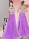 Trendy Halter Top Sleeveless Dama Dress for Quinceanera Floor Length Lace Lavender