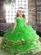 Trendy Straps Sleeveless Tulle Pageant Dress for Teens Beading and Ruching Lace Up