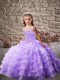 Sleeveless Brush Train Beading and Ruffled Layers Lace Up Little Girls Pageant Gowns