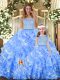 Scoop Sleeveless Organza 15 Quinceanera Dress Lace and Ruffled Layers Zipper